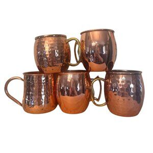 Godinger Hammered Copper Moscow Mule Mugs With Brass Handles